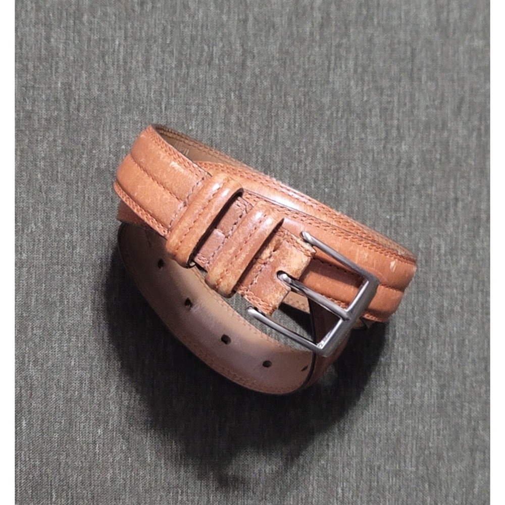 Allen Edmonds Men's Brown Solid Brass Buckle 32564 Calfskin‎ Belt Size 38 USA